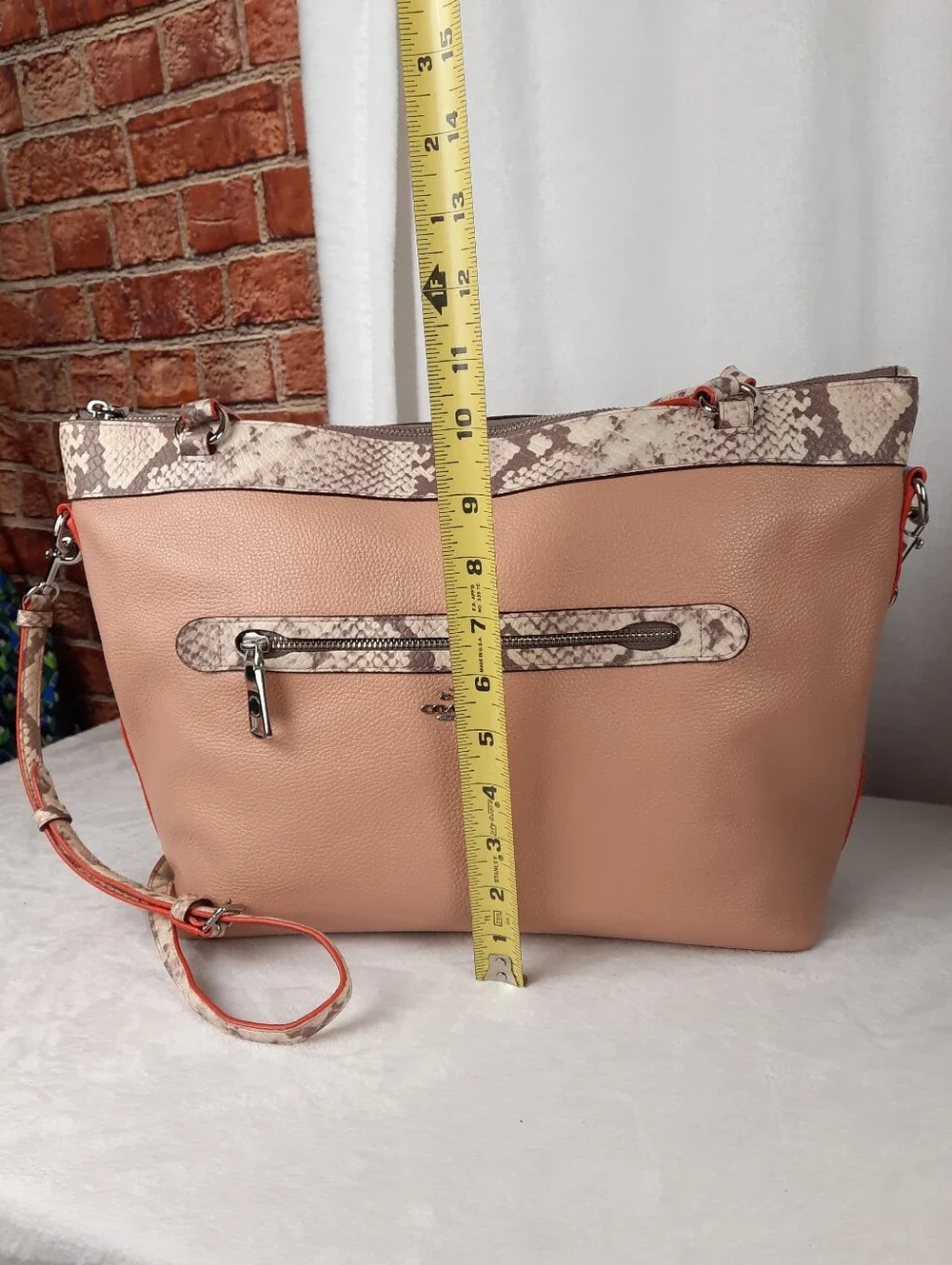 Coach Tyler Large Zip Top Leather Tote Nude Beige F11759 - Excellent!